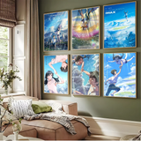 Weathering With You Canvas Poster Collection - Tenki no Ko Anime Art Prints - Makoto Shinkai Cinematic Wall Decor for Bedroom, Living Room & College Dorm