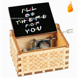 Friends TV Show Hand-Crank Wooden Music Box - "I'll Be There For You" Theme Song - Laser-Engraved Cast Silhouette & Iconic Umbrella Art - Nostalgic TV Series Collectible & Best Friend Gift