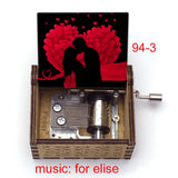 Für Elise Hand-Crank Wooden Music Box - Laser-Engraved Beethoven Classical Theme Replica - Elegant Ballerina Souvenir & Vintage Musical Keepsake Gift