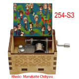 Anime Axis Powers Wooden Music Box - Vintage Hand-Crank Engraved Wooden Musical Toy - Retro Axis & Allies Character Art Print Musicbox - Collectible Nostalgic Fan Gift for Birthday & Room Display