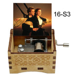 Titanic "My Heart Will Go On" Hand-Crank Wooden Music Box - Laser-Engraved Jack & Rose Movie Scene - Romantic Anniversary & Valentine's Day Gift - Vintage Musical Keepsake for Movie Lovers