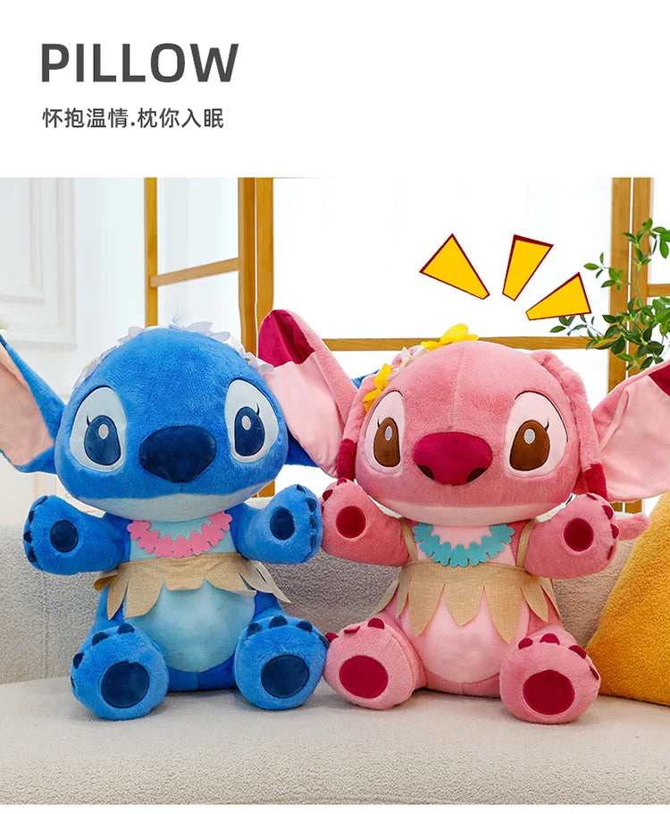 70cm Big Stitch Plush – Disney Soft Doll, Summer Grass Skirt Angel Toy for Kids