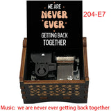 Pop Icon Engraved Wooden Music Box - Retro Hand Cranked Musical Box with We Are Never Ever Getting Back Together Quote - Nostalgic Music Fan Keepsake Gift for Birthday, Room & Desk Decor