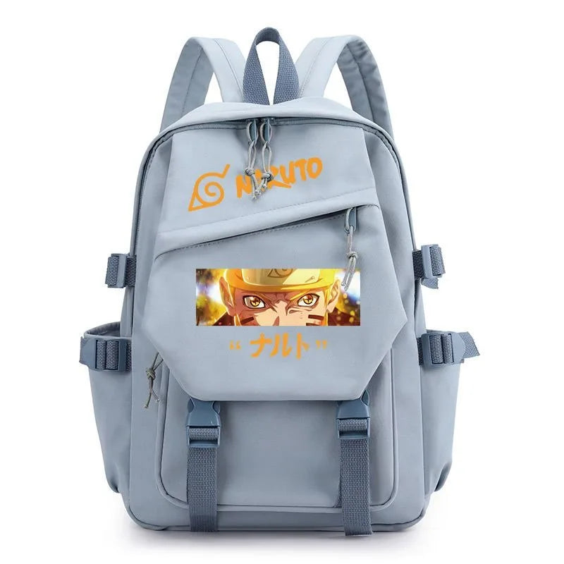 Anime Tactical Buckle Canvas Backpack - Leaf Village & Anbu Mask Graphic School Bookbag with Laptop Sleeve - Aesthetic Multi-Pocket Travel Rucksack for Students & Anime Fans