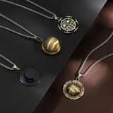 Anime Pirate Medallion Pendant Necklace Set - Vintage Straw Hat & Heart Jolly Roger Medals - Retro Blue Face Emblem Stainless Steel Chain Jewelry - Nostalgic Manga Fan Gift with Premium Display Box