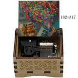 Disney-Pixar "Up" Hand-Crank Wooden Music Box - Married Life Theme Melody - Laser-Engraved Carl & Ellie Keepsake - Heartwarming Anniversary & Adventure Gift