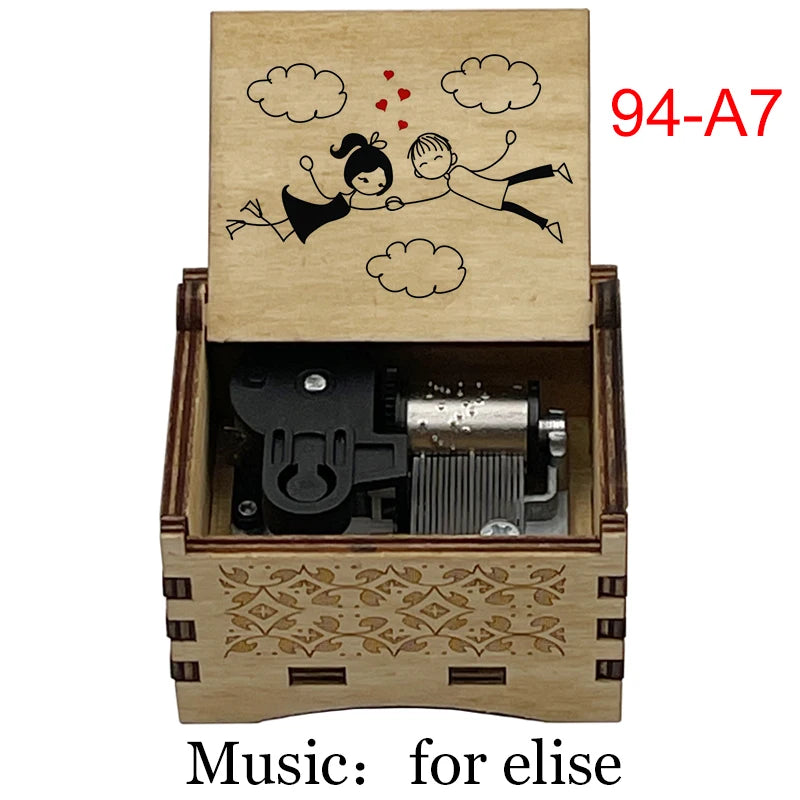 Für Elise Hand-Crank Wooden Music Box - Laser-Engraved Beethoven Classical Theme Replica - Elegant Ballerina Souvenir & Vintage Musical Keepsake Gift