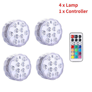 10 LED Remote Controlled RGB Submersible Light