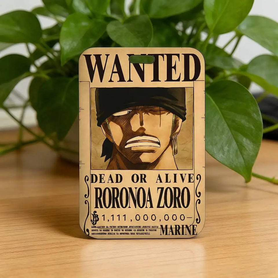 Anime Pirate Wanted Poster Luggage Tag - Vintage Monkey D Luffy Gear 5 Bounty Card - Retro Vinsmoke Sanji & Nico Robin Travel ID Bag Tag - Nostalgic Manga Fan Gift for Backpack, Suitcase & Keychain