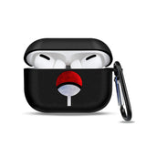 Anime Ninja Protective Silicone Case Cover for AirPods Pro / 1 & 2 / 3 - Shockproof Earphone Case with Carabiner Clip Featuring Akatsuki Cloud, Uchiha Crest & Rinnegan Seals - Gift for Anime Fans & Gamers