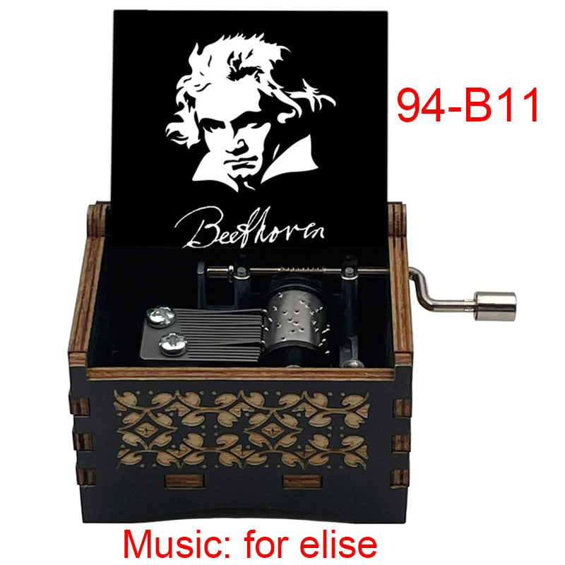 Für Elise Hand-Crank Wooden Music Box - Laser-Engraved Beethoven Classical Theme Replica - Elegant Ballerina Souvenir & Vintage Musical Keepsake Gift