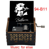 Für Elise Hand-Crank Wooden Music Box - Laser-Engraved Beethoven Classical Theme Replica - Elegant Ballerina Souvenir & Vintage Musical Keepsake Gift
