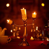 Beauty and the Beast Cogsworth & Lumiere Desktop Collectible Set - Functional Pendulum Clock & Light-Up LED Figurine - Premium Resin Movie Replica Home Decor & Gift Duo