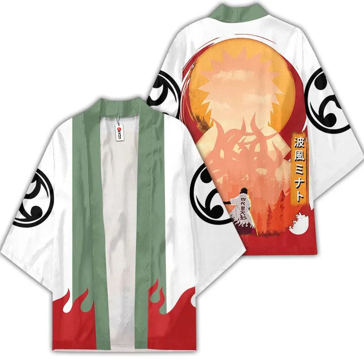 Anime Kimono Haori Cardigan Cloak - Akatsuki Red Cloud Printing Open Front Robe - Gaara Jiraiya Uchiha Unisex Graphic Yukata Jacket - Casual Streetwear Ninja Cosplay Cape Outwear