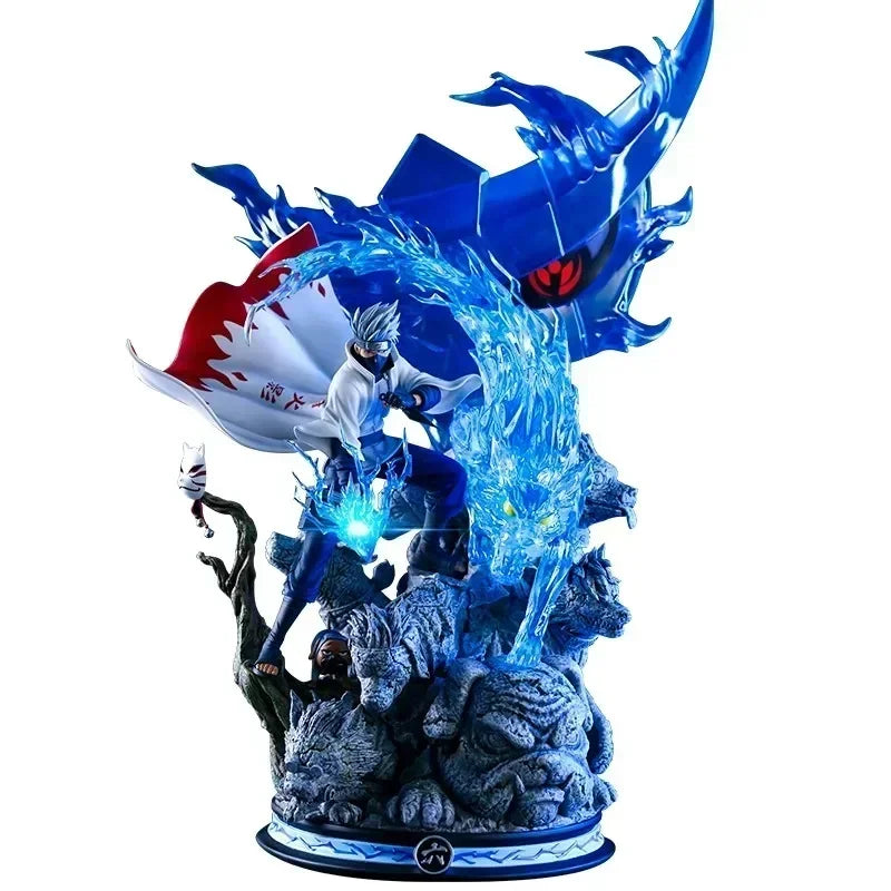 Naruto Kakashi Hatake Sixth Hokage Diorama Statue - Lightning Hound Chidori Chakra Effect Statue - Collectible Anime Desk Figure & Display Centerpiece - 22CM