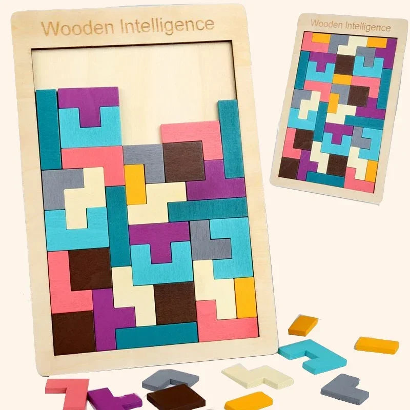 3D Colored Wooden Puzzle Brainer Games