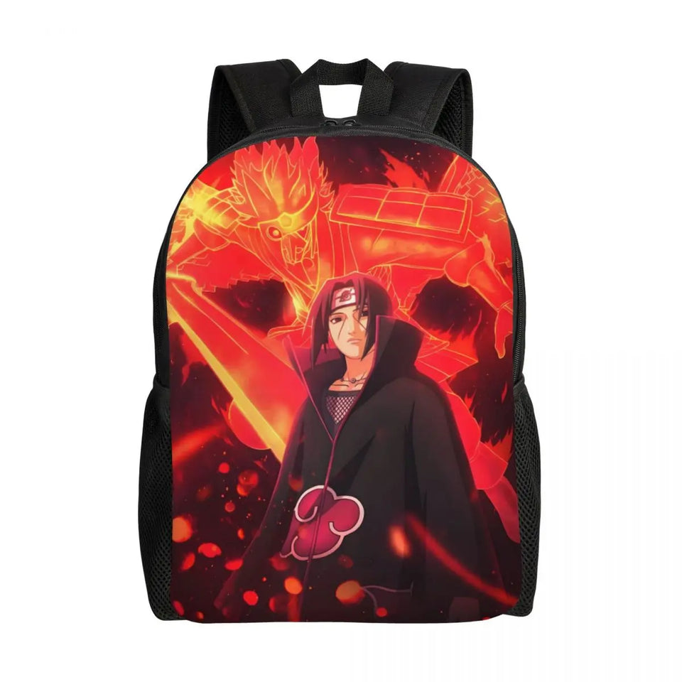 Itachi Uchiha Manga Collage Backpack - Anime Torn Graphic School Bookbag with Sharingan Eyes - Durable Canvas Laptop Daypack for Anime Fans, Students & Cosplay