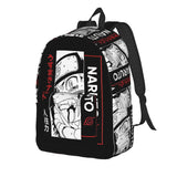 Anime Manga Panel Graphic School Backpack - Japanese Calligraphy Canvas Bookbag with Laptop Sleeve - Back to School Daypack & Travel Rucksack for Students & Anime Fans
