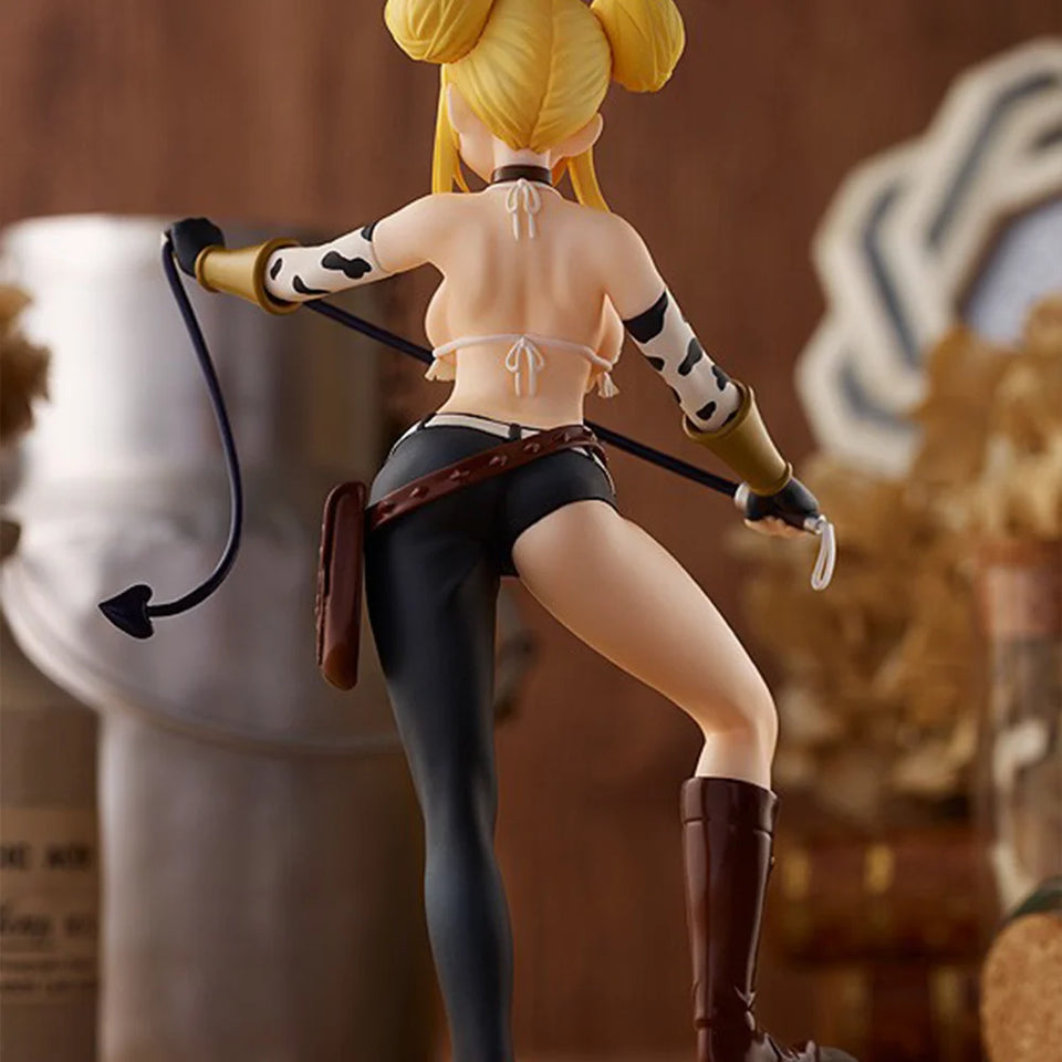 Fairy Tail Lucy Heartfilia Star Dress Taurus Form Action Figure - Collectible Anime Statue with Whip & Display Rock Base - Desk Decor - 18CM