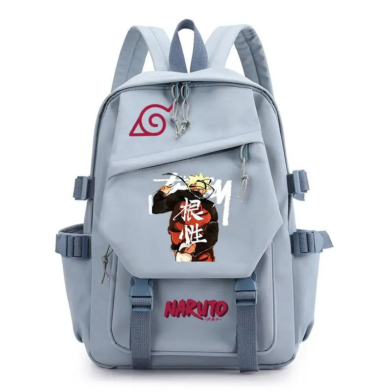 Anime Tactical Buckle Canvas Backpack - Leaf Village & Anbu Mask Graphic School Bookbag with Laptop Sleeve - Aesthetic Multi-Pocket Travel Rucksack for Students & Anime Fans