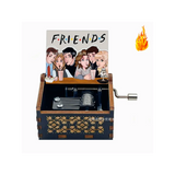 Friends TV Show Hand-Crank Wooden Music Box - "I'll Be There For You" Theme Song - Laser-Engraved Cast Silhouette & Iconic Umbrella Art - Nostalgic TV Series Collectible & Best Friend Gift