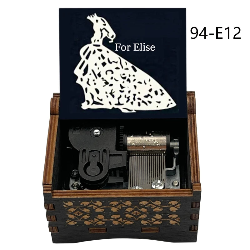 Für Elise Hand-Crank Wooden Music Box - Laser-Engraved Beethoven Classical Theme Replica - Elegant Ballerina Souvenir & Vintage Musical Keepsake Gift