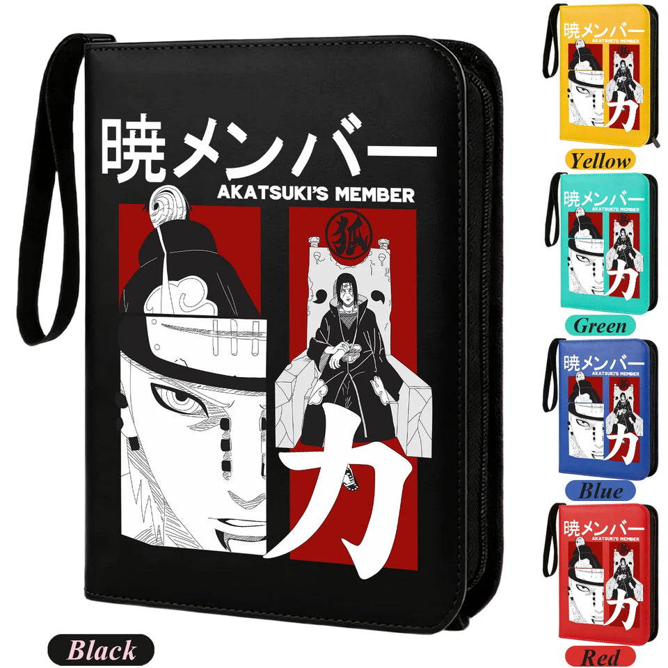 Anime Rogue Ninja Zippered Trading Card Binder - 9-Pocket PU Leather TCG Collector Folder Album with Wrist Strap & Red Cloud Graphic - Portable Storage Case for Pokemon, MTG, Yu-Gi-Oh & Sports Cards