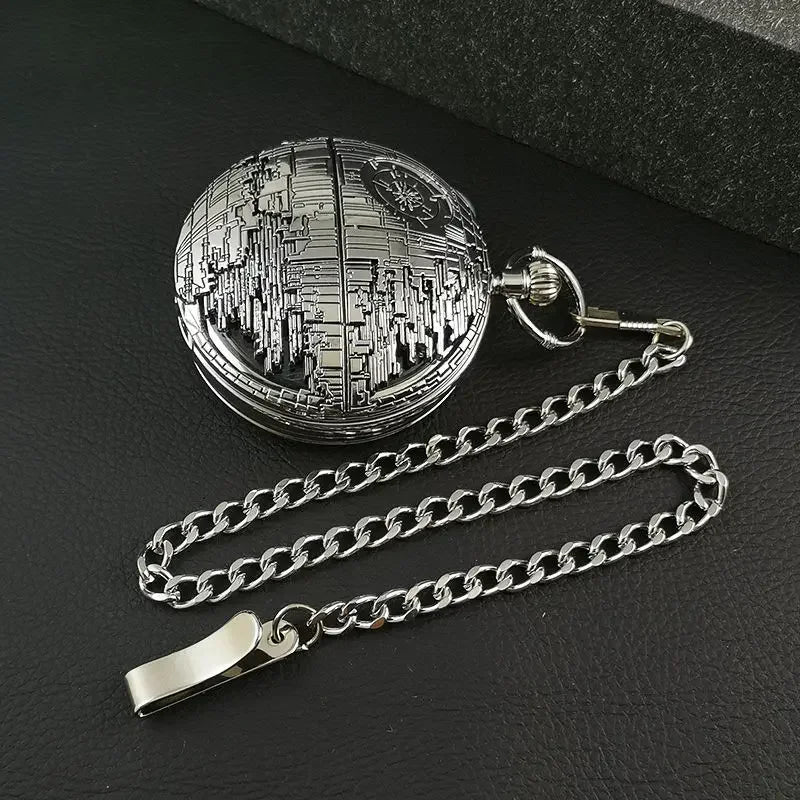 Star Wars Death Star Musical Pocket Watch – 2-in-1 Quartz Timepiece & Wind-Up Music Box