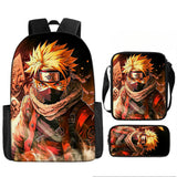 Naruto Tactical Ninja Graphic 3-Piece Backpack Set - Anime Laptop Bookbag with Matching Crossbody Lunch Bag & Pencil Case - 3-in-1 School Set for Students & Anime Fans