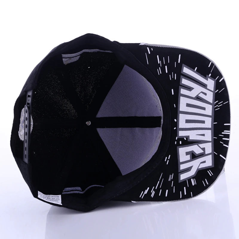 Star Wars Stormtrooper Snapback Hat - Premium Embroidered Sci-Fi Imperial Soldier Baseball Cap - White & Grey Flat Brim Streetwear Trucker Hat - Adjustable Hip Hop Headwear Cosplay Gift