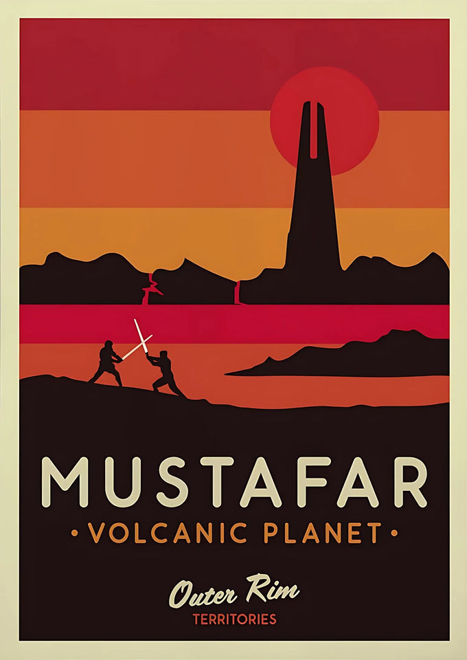 Star Wars Travel Poster Canvas Wall Art - Vintage Retro Planet Prints - Minimalist Sci-Fi Movie Decor for Home, Office, or Game Room - Naboo, Mustafar & Endor Editions
