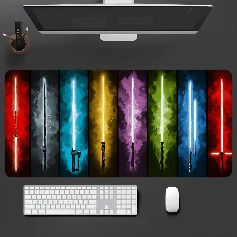 Star Wars Lightsaber LED Desk Mat - Gaming Mouse Pad with Jedi & Sith Weaponry Art - Extended Large Desktop Protector for Office & Game Room - Ahsoka, Kylo Ren & Vader Editions