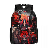 Itachi Uchiha Manga Collage Backpack - Anime Torn Graphic School Bookbag with Sharingan Eyes - Durable Canvas Laptop Daypack for Anime Fans, Students & Cosplay