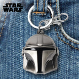 Star Wars Mandalorian Helmet Pewter Keyring - Premium Metal Beskar-Inspired Keychain - 3D Sculpted Mando Helmet Bag Charm - Galactic Bounty Hunter Accessory & Gift for Fans
