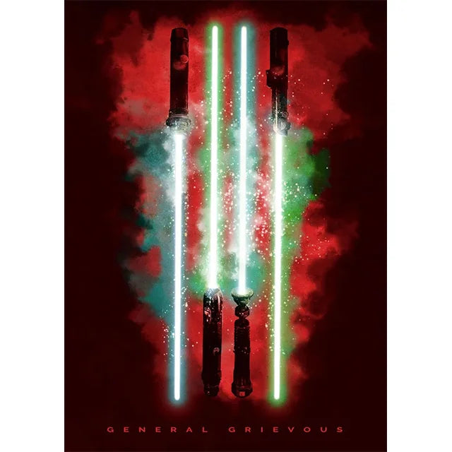 Star Wars Lightsaber Canvas Wall Art - Iconic Jedi & Sith Weaponry Prints - Minimalist Sci-Fi Movie Decor for Home, Office, or Game Room - Kylo Ren, Ahsoka Tano & Obi-Wan Editions