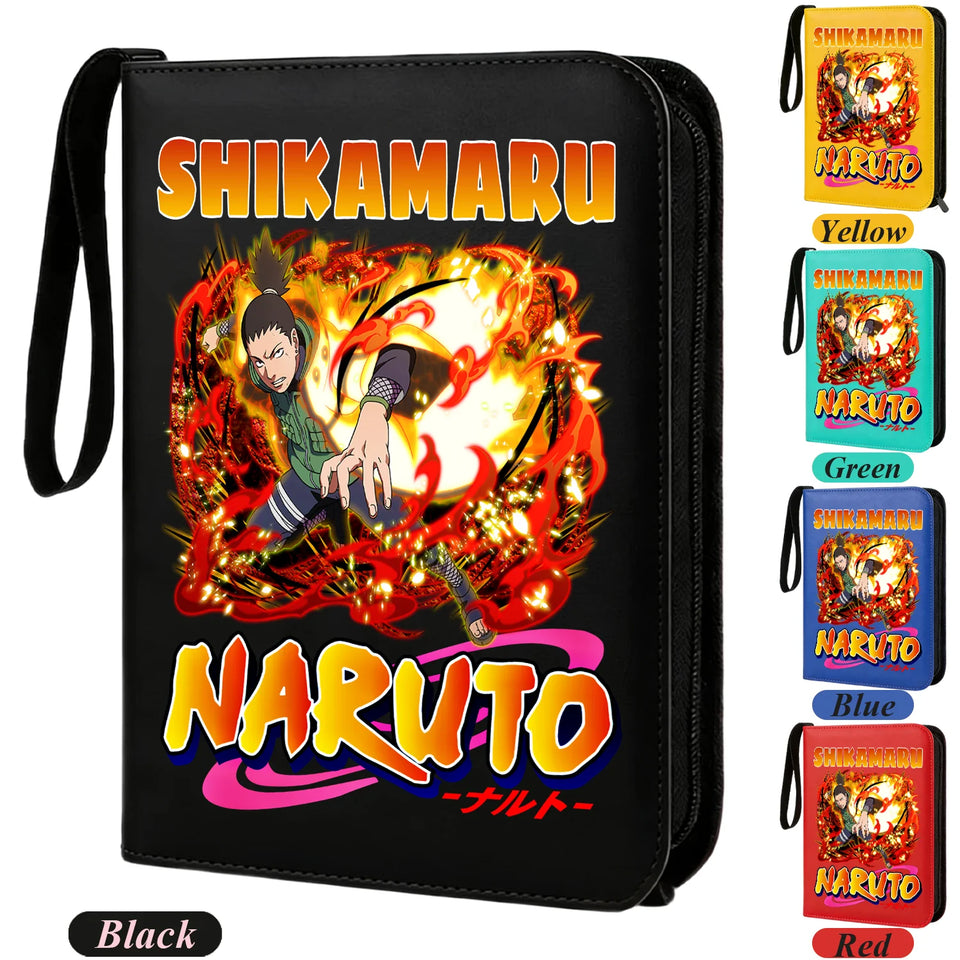 Anime Rogue Ninja Zippered Trading Card Binder - 9-Pocket PU Leather TCG Collector Folder Album with Wrist Strap & Red Cloud Graphic - Portable Storage Case for Pokemon, MTG, Yu-Gi-Oh & Sports Cards
