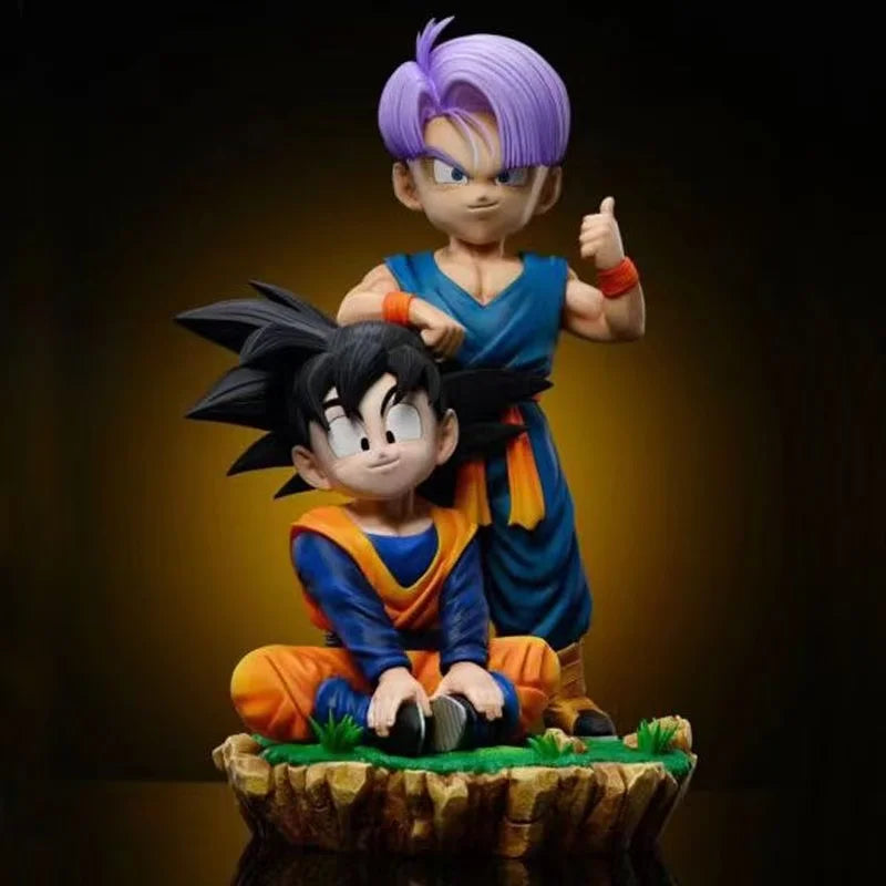 Anime Saiyan Goten and Trunks Diorama Figure - 24cm Premium Kid Goten & Trunks Soft-Haired Action Statue - Collectible Z Battle Universe Model - Nostalgic Manga Fan Gift for Shelf Display - (24CM)