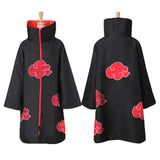 Akatsuki Uchiha Itachi Cloak Set - Naruto Cosplay Long Black Robe with Embroidered Red Clouds - Complete Ninja Outfit Costume with Headband, Ring & Accessories - Kids & Adults Halloween Carnival Cape