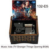 Stranger Things Alphabet Wall Hand-Crank Music Box - Vintage Laser-Engraved Wooden Keepsake - Classic Sci-Fi Mystery Movie Souvenir & Collector’s Gift