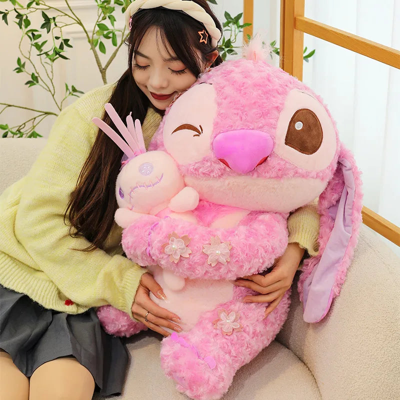 Classic Pink Alien Sakura Plush Toy - Cute Winking Angel Rose Curl Plushie Cushion - Kawaii Soft Fluffy Cherry Blossom Stuffed Animal Doll - Collectible Nostalgic Fan Gift for Kids Room, Bed & Desk Display - (35CM-70CM)