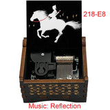 Legendary Warrior Princess Engraved Wooden Music Box - Retro Hand Cranked Musical Box with Reflection Song Theme - Nostalgic Asian Folklore Fan Keepsake Gift for Birthday, Room & Desk Decor