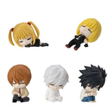 Anime Sleeping Chibi Figure Set - Cute Mini L Lawliet, Light Yagami, Misa Amane & Near Sleeping Statue - Kawaii Desktop PVC Model Toy Collection - Cool Otaku Gift for Bedroom Display