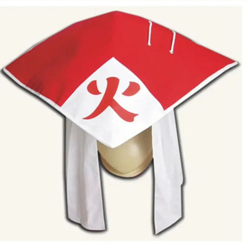 Naruto Hokage Cosplay Hat - Leaf Village Fire Shadow Conical Kasa Hat - Red & White Anime Straw Hat with Side Veils for Cosplay, Conventions & Costume Parties