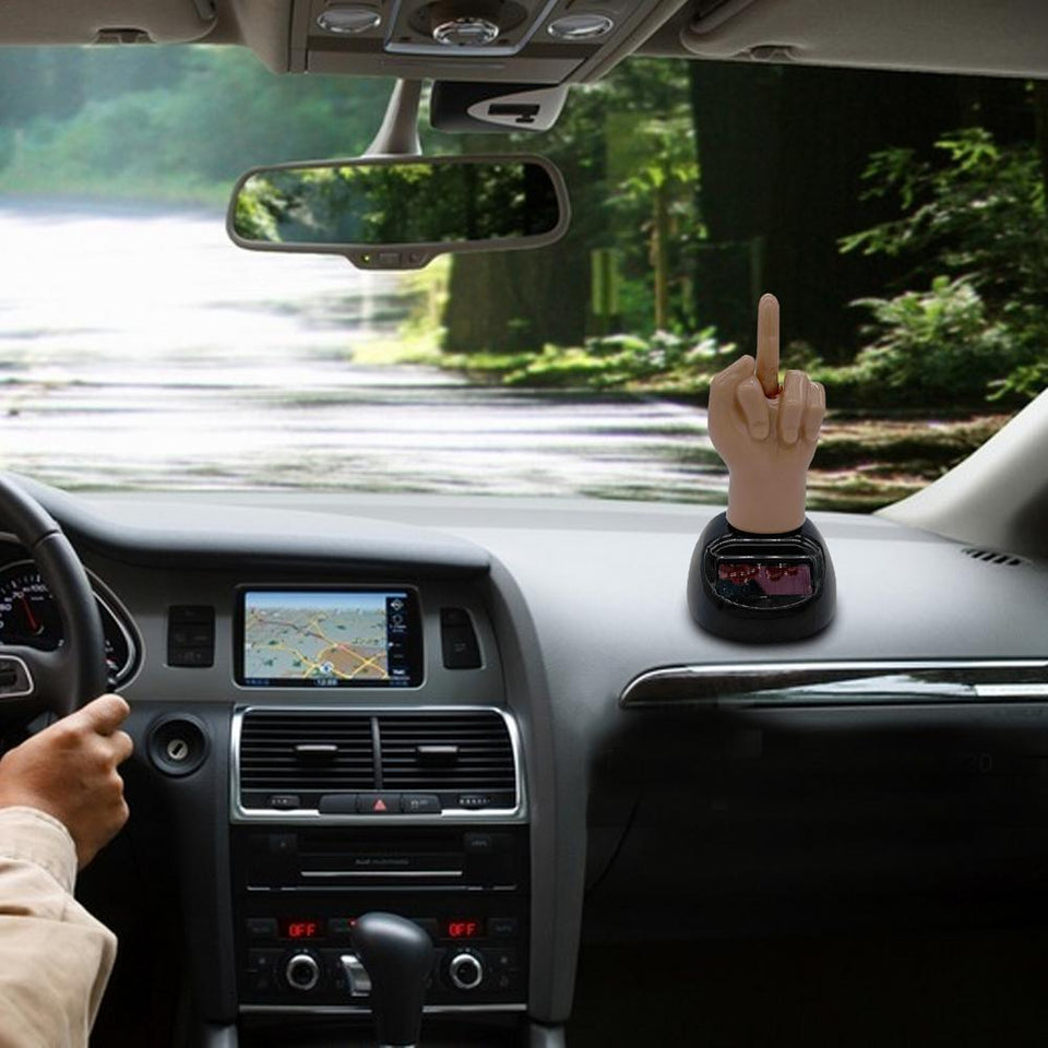 Middle Finger Solar Dashboard Ornament