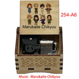Anime Axis Powers Wooden Music Box - Vintage Hand-Crank Engraved Wooden Musical Toy - Retro Axis & Allies Character Art Print Musicbox - Collectible Nostalgic Fan Gift for Birthday & Room Display