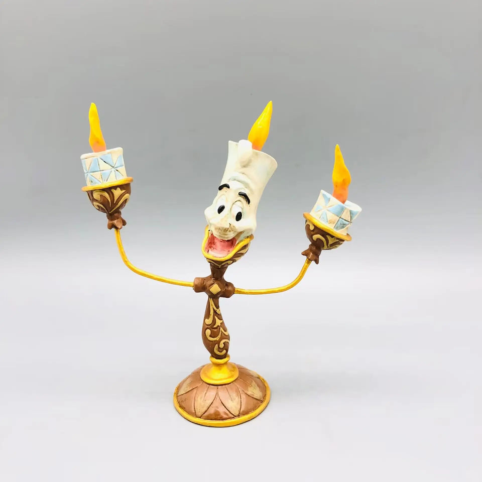 Beauty and the Beast Cogsworth & Lumiere Desktop Collectible Set - Functional Pendulum Clock & Light-Up LED Figurine - Premium Resin Movie Replica Home Decor & Gift Duo