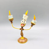 Beauty and the Beast Cogsworth & Lumiere Desktop Collectible Set - Functional Pendulum Clock & Light-Up LED Figurine - Premium Resin Movie Replica Home Decor & Gift Duo