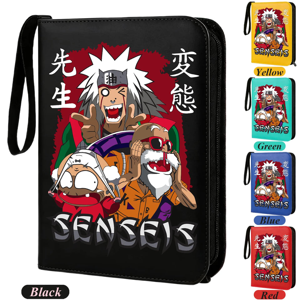 Anime Rogue Ninja Zippered Trading Card Binder - 9-Pocket PU Leather TCG Collector Folder Album with Wrist Strap & Red Cloud Graphic - Portable Storage Case for Pokemon, MTG, Yu-Gi-Oh & Sports Cards