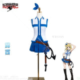 Fairy Tail Lucy Heartfilia Cosplay Costume Set - Sleeveless Top, Pleated Skirt, Belt, Whip Prop & Blonde Wig - Complete Anime Outfit for Conventions & Halloween