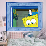Squidward Looking Out Window Wall Tapestry - Iconic SpongeBob Meme Home Decor - Premium Fabric Bedroom Hanging - Funny Bikini Bottom Aesthetic Art for Game Rooms & Dorms